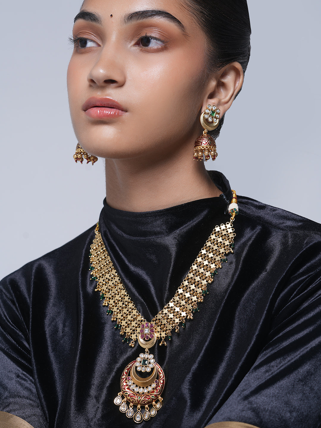 Red Designer Meenakari Necklace