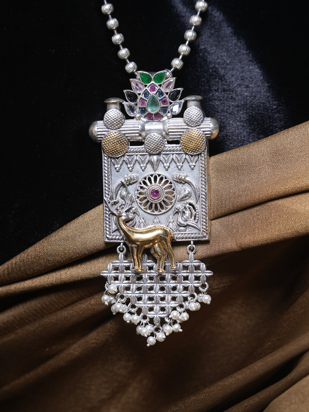 Silver Polish Fusion Pendant Set