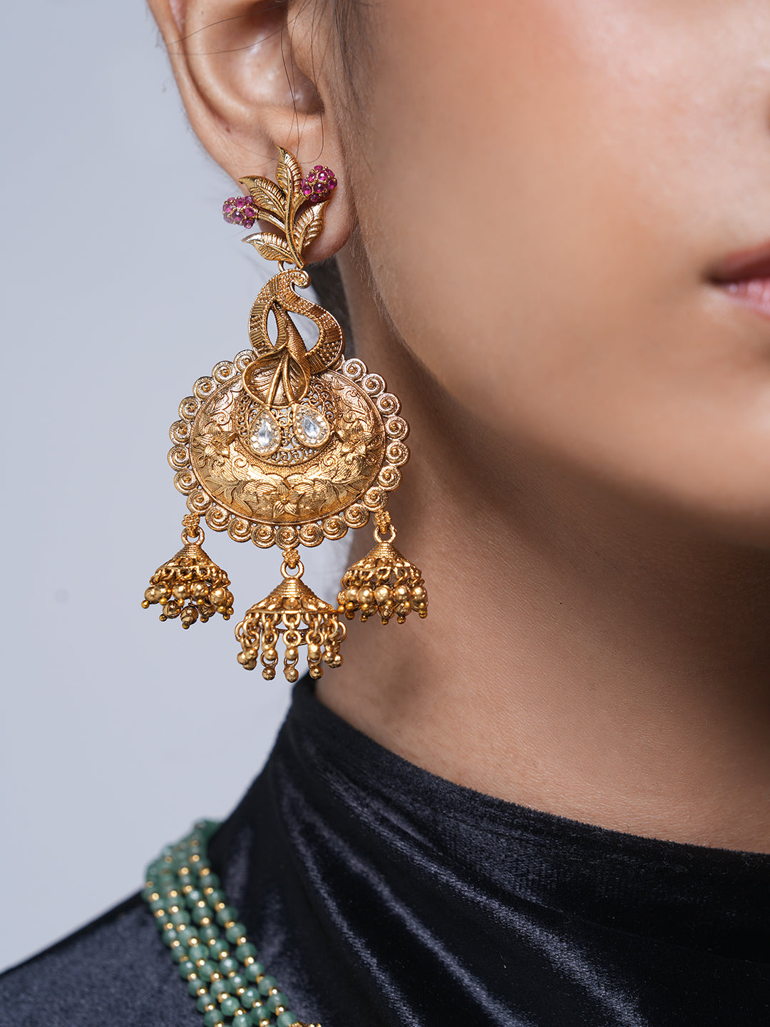 Long Designer Antique Pendant Set