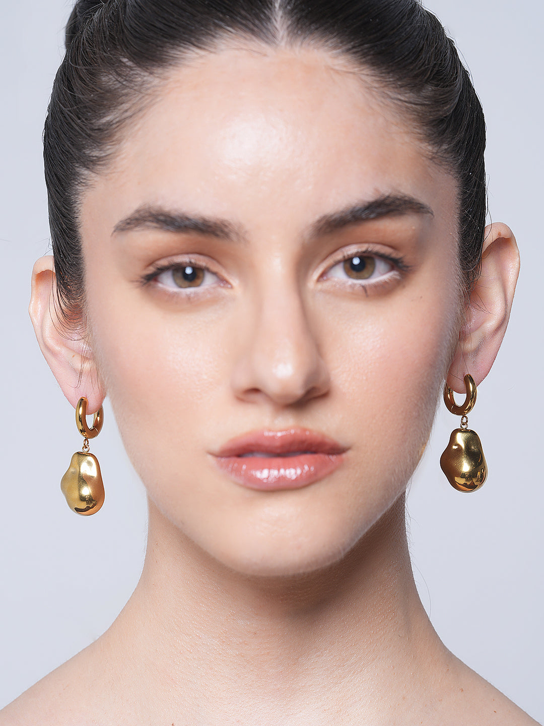 Simple Special-shaped Steel Bead Pendant Earrings