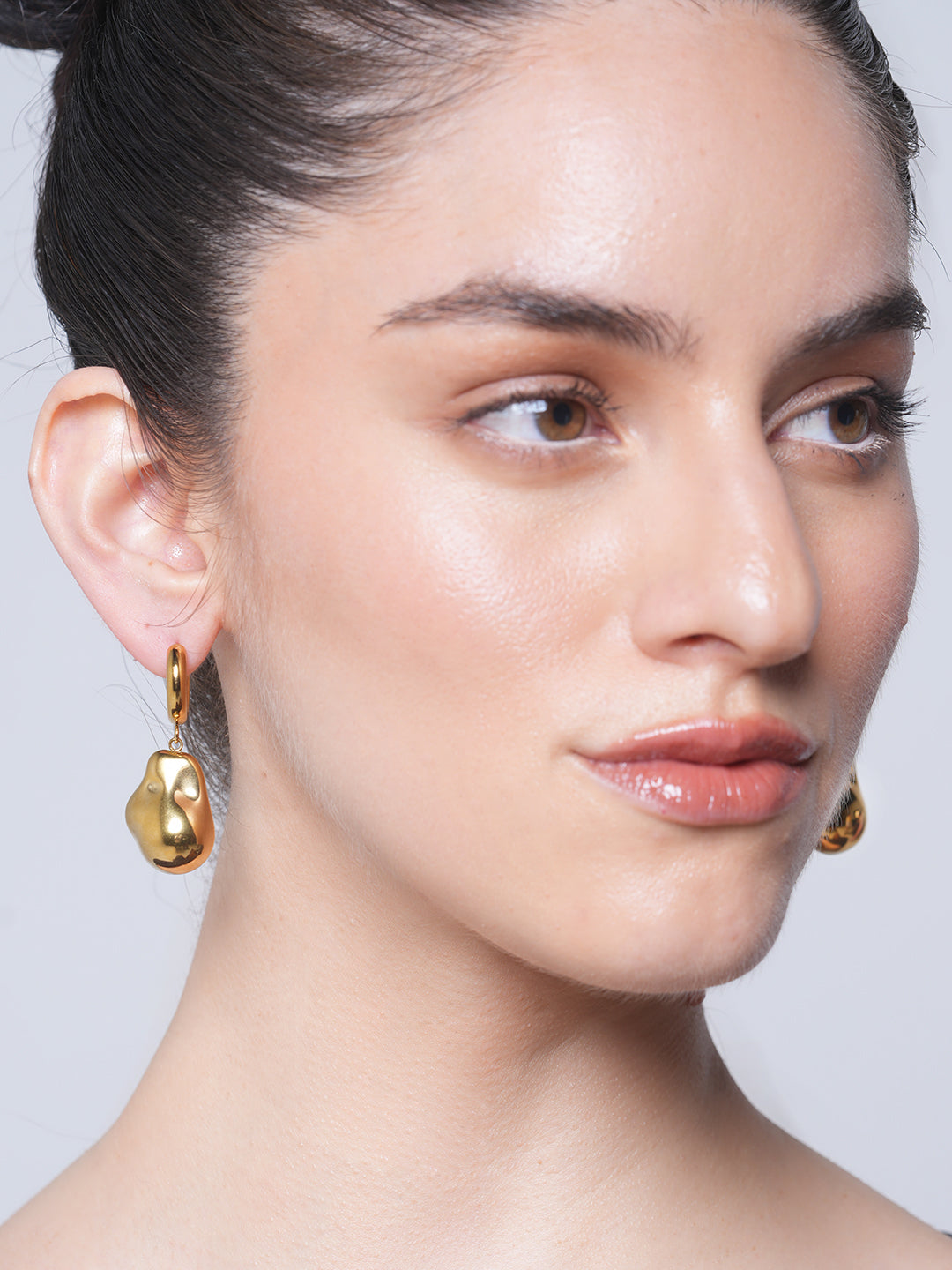 Simple Special-shaped Steel Bead Pendant Earrings