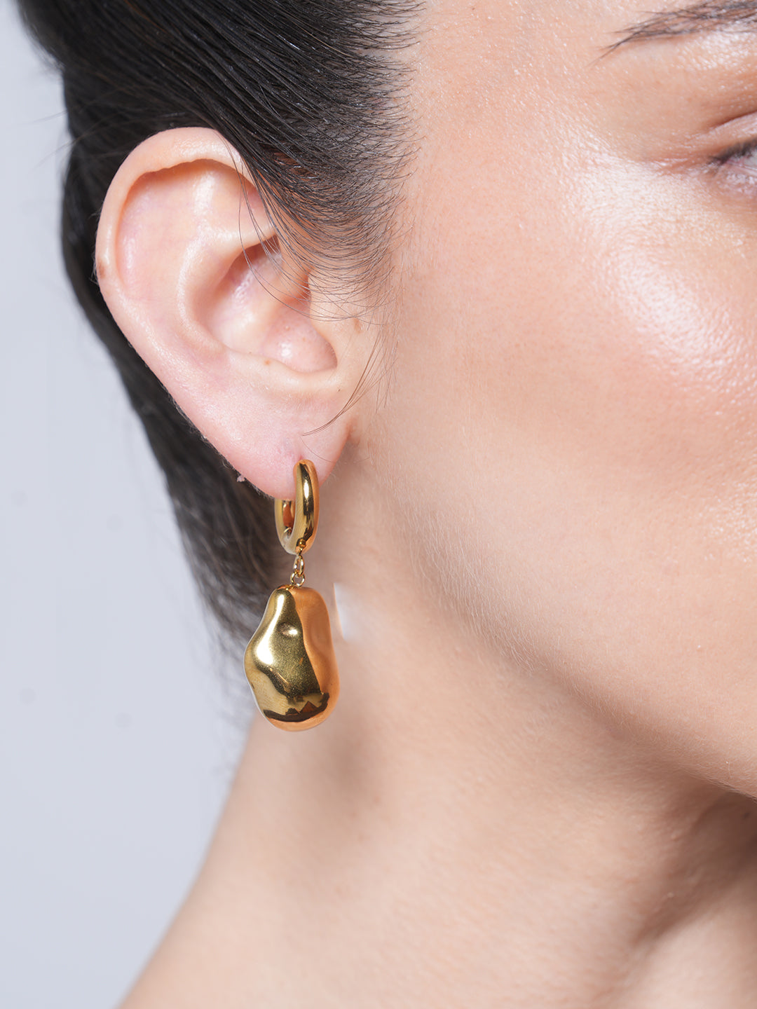Simple Special-shaped Steel Bead Pendant Earrings