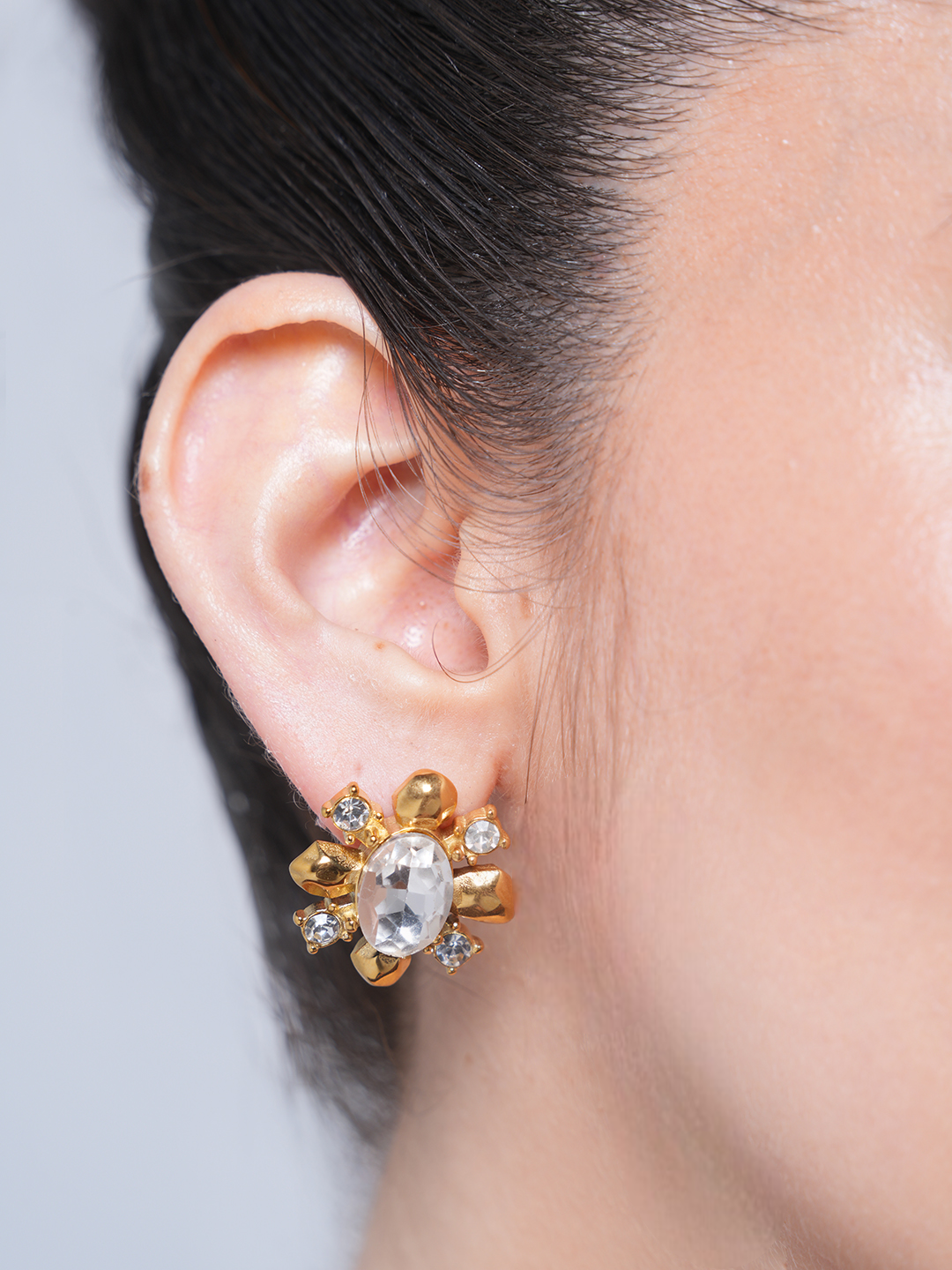 Rhombic Oval Big Cubic Zircon Stud Earring
