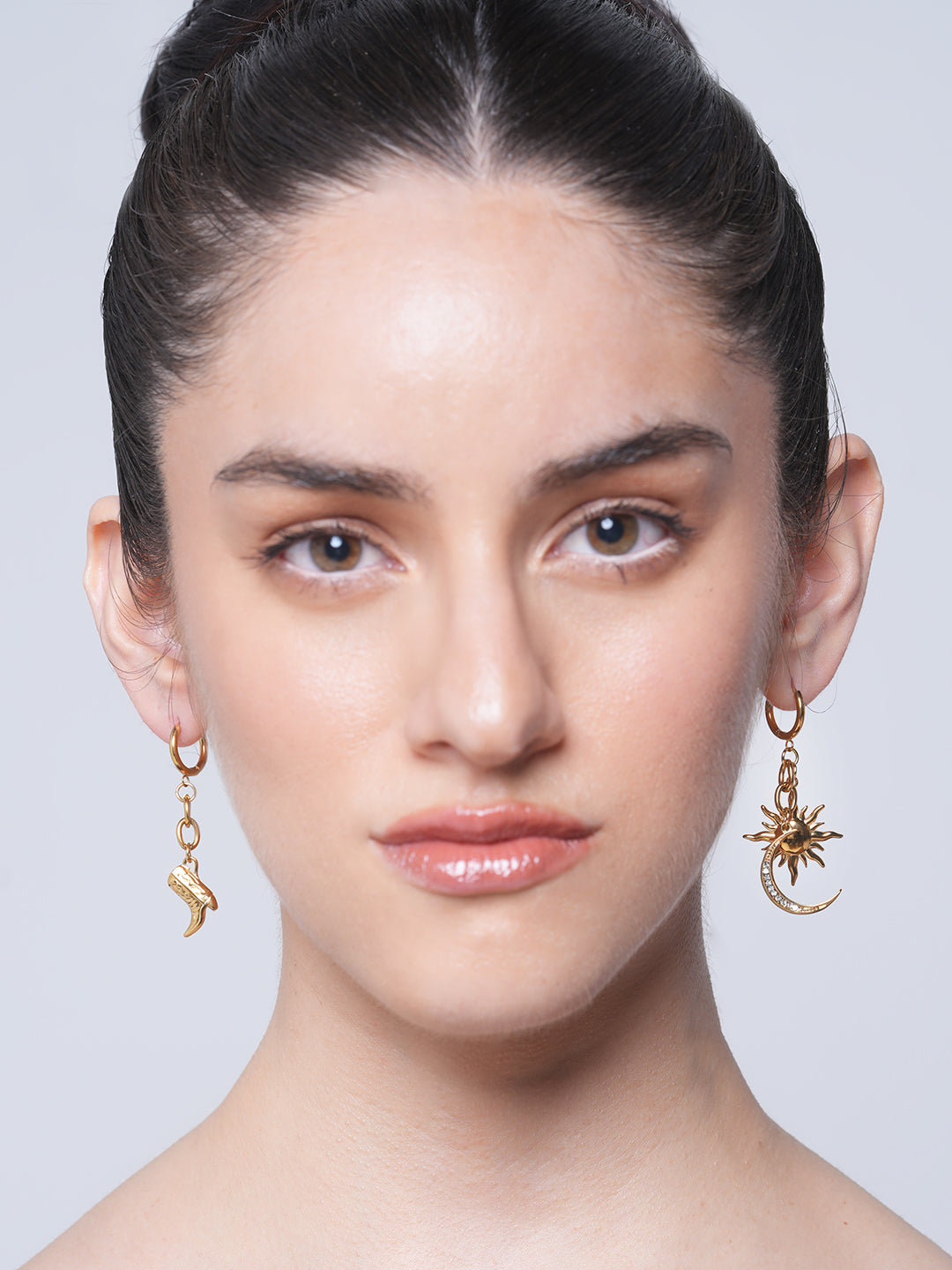 Sun and Moon Boot Drop Earrings