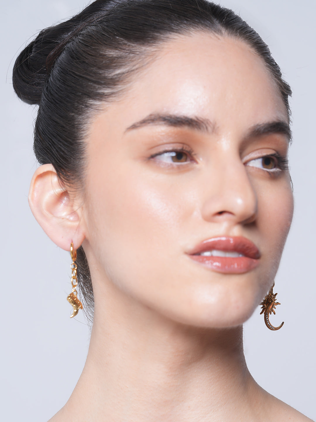 Sun and Moon Boot Drop Earrings