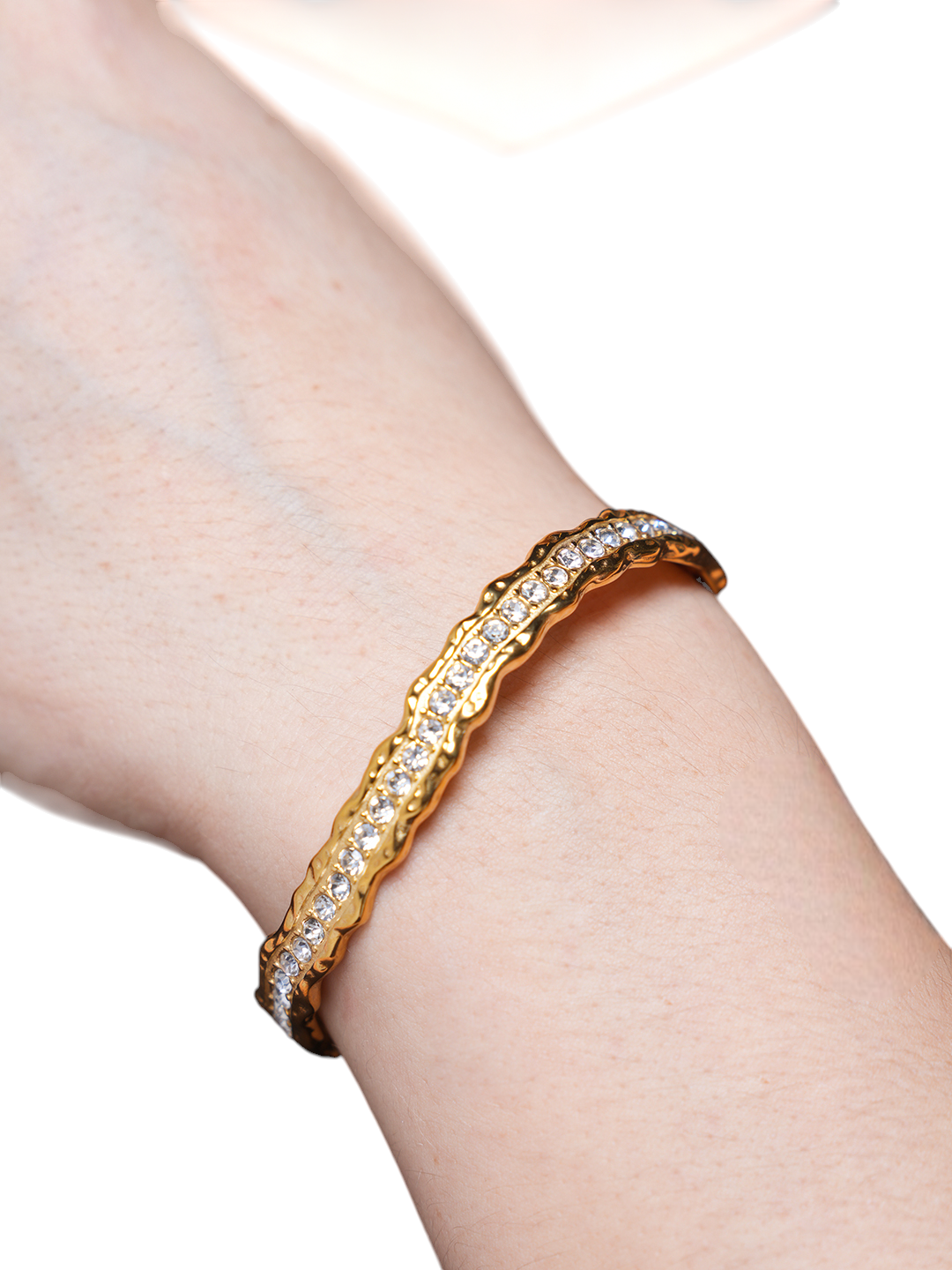 Wave Design with Inlay Rhinestone Opening Bangle