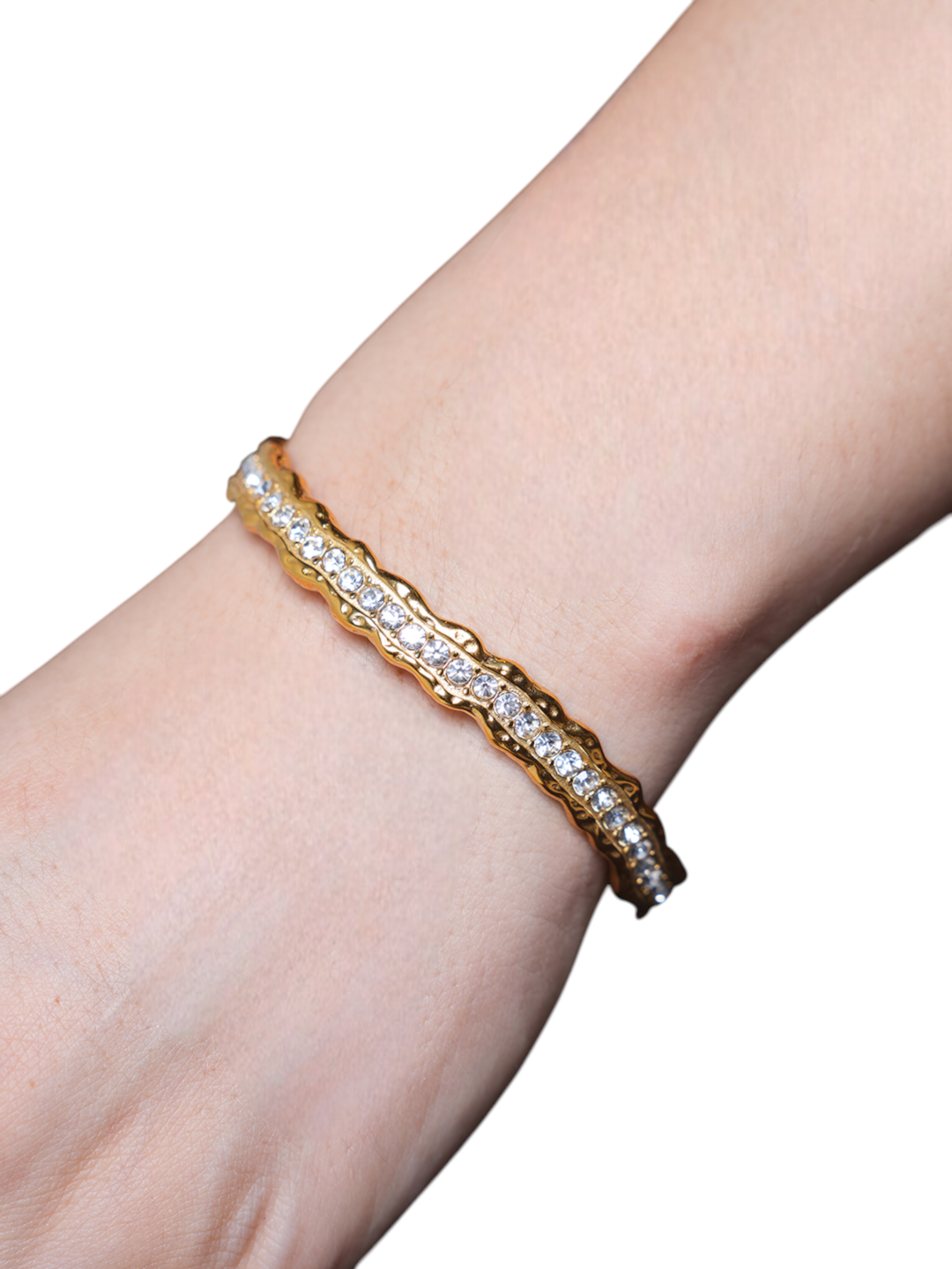 Wave Design with Inlay Rhinestone Opening Bangle
