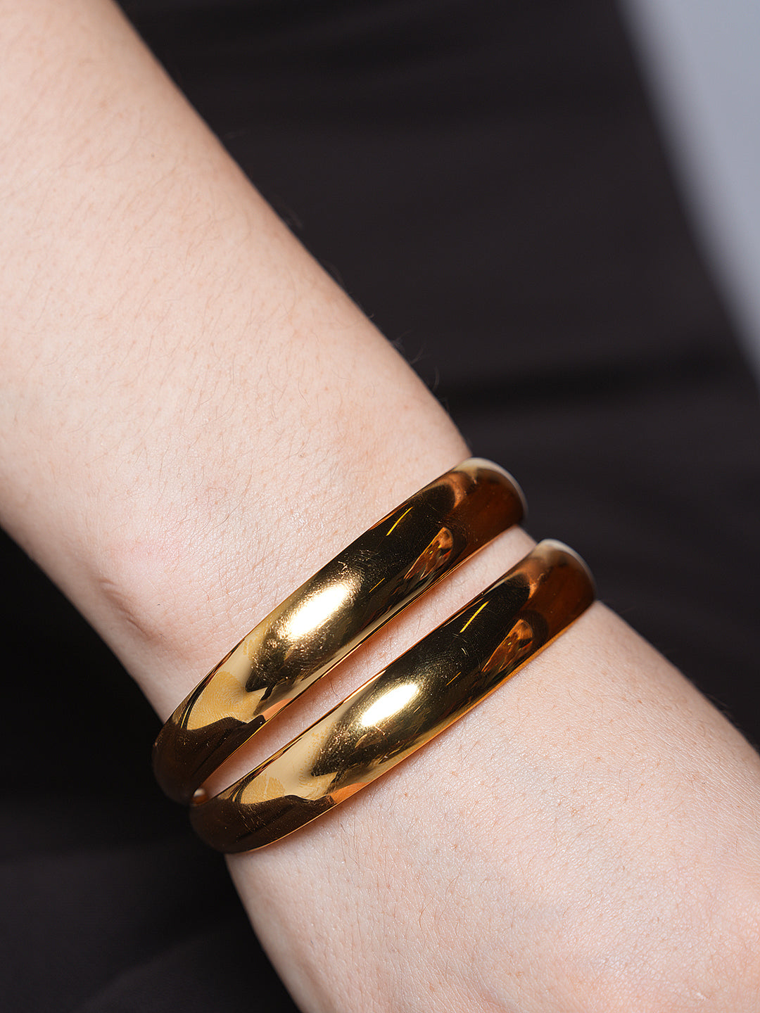 Chic 18K Gold Plated Double Layer Glossy Adjustable Cuff Bracelet
