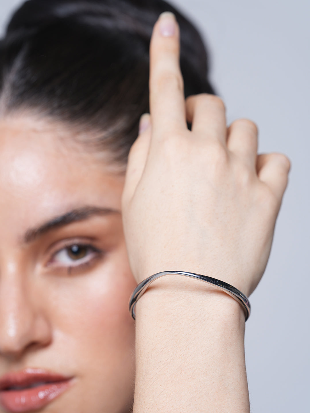 Geometric Concave Irregular Silver Bracelet