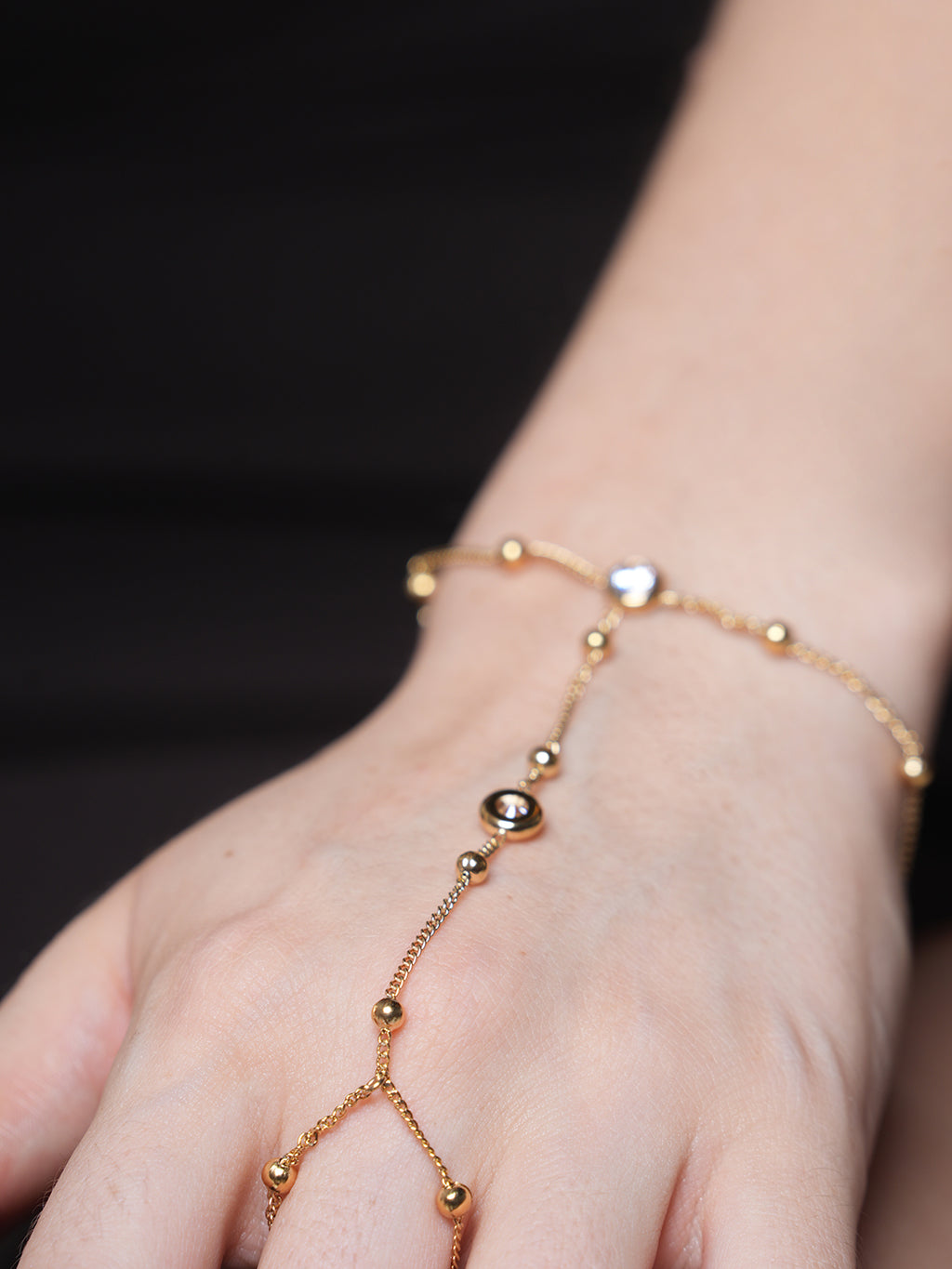 Unique Wrist with Finger Cubic Zircon Bracelet