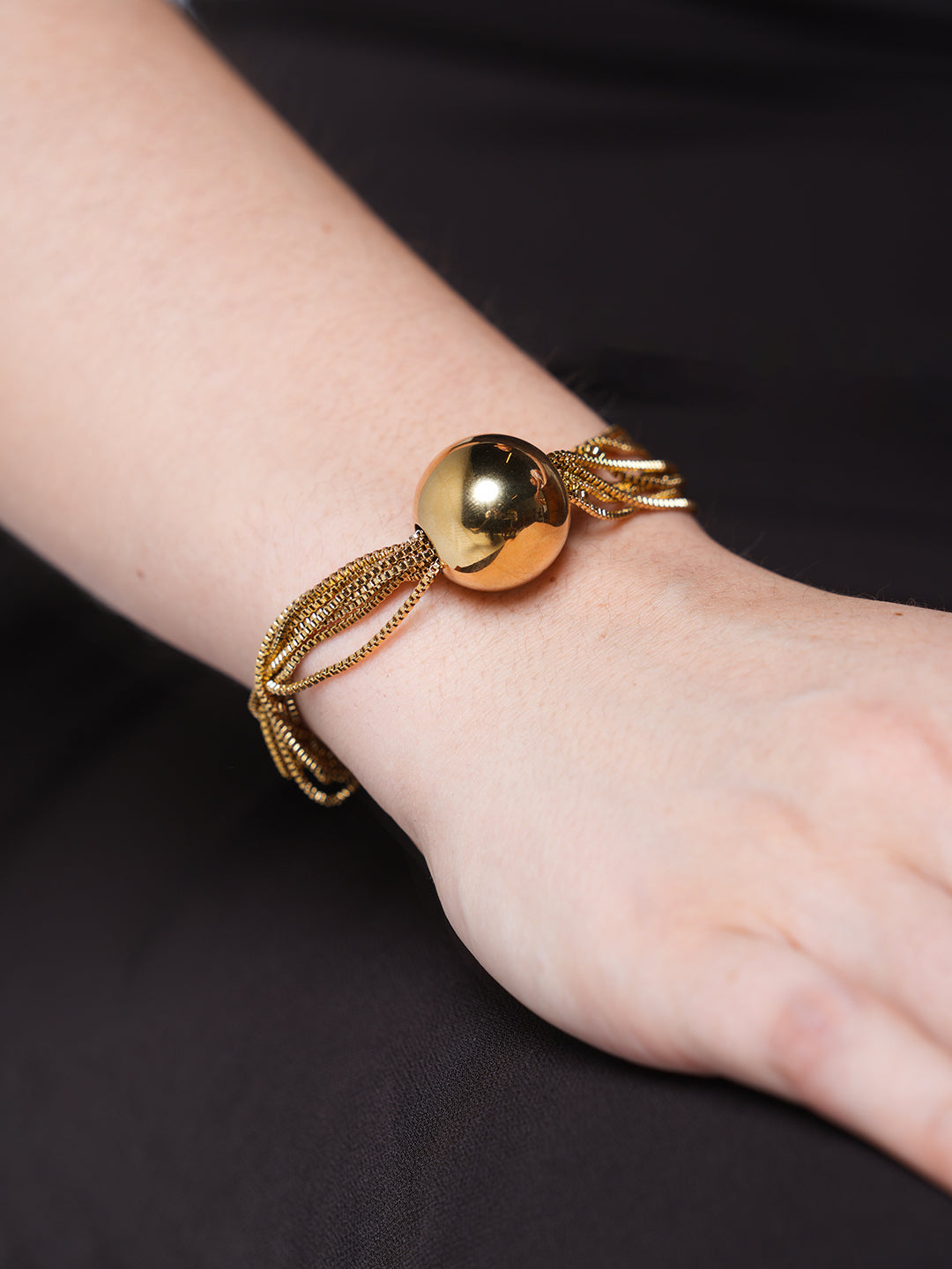 Multi Layered Chain Big Round Bead Bracelet