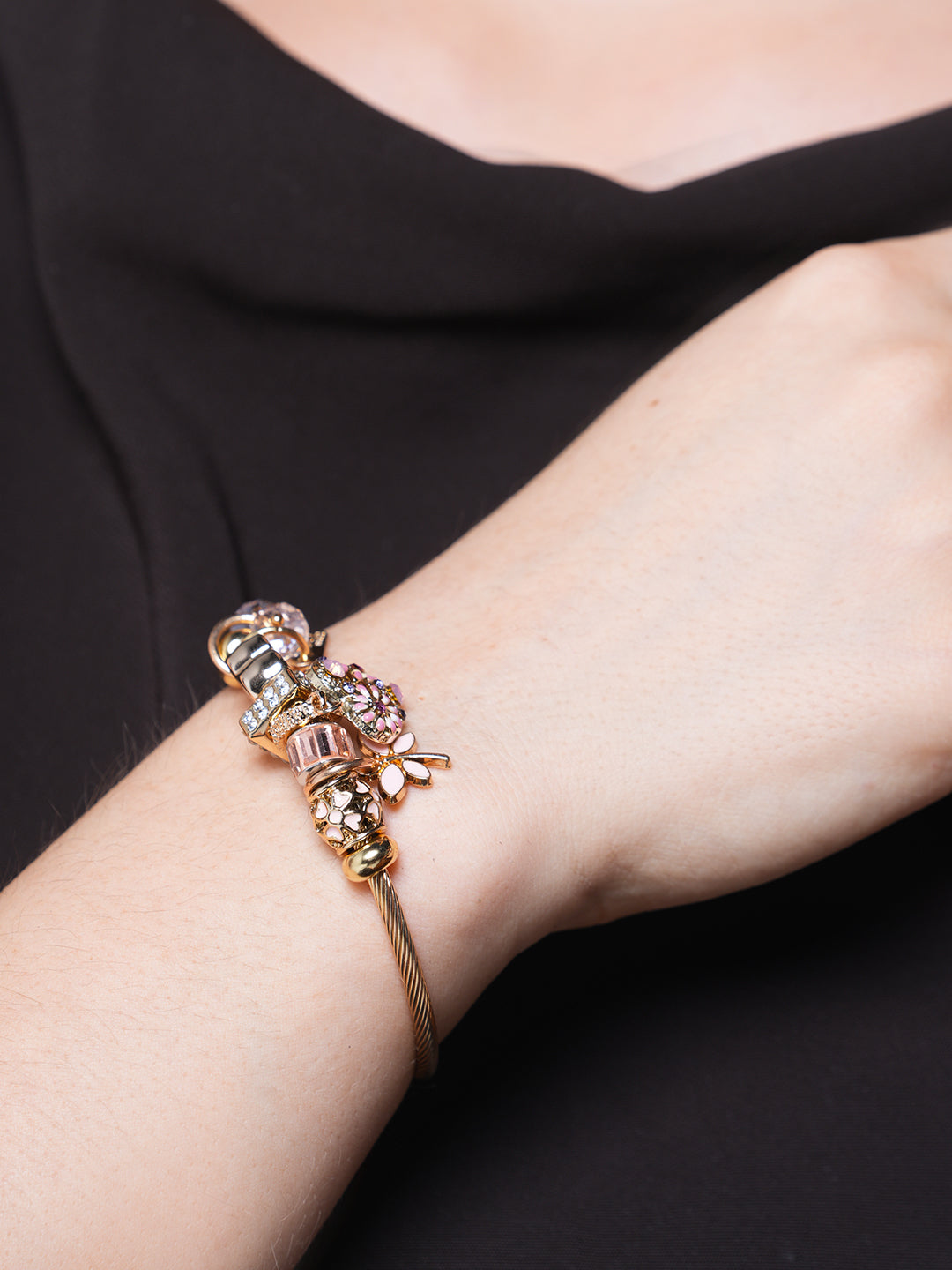 Love Diamond Pendant Open Adjustable Bracelet