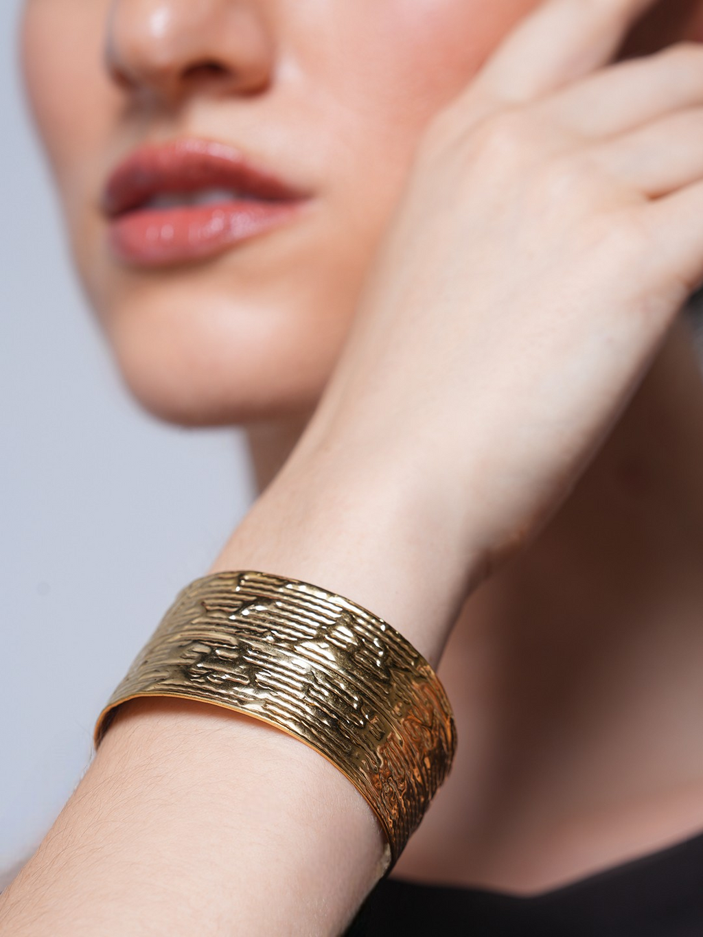 Wide Hammered Bracelet
