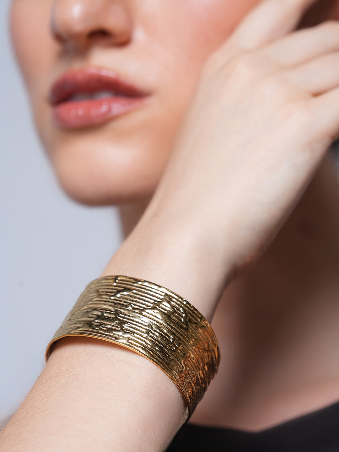 Wide Hammered Bracelet