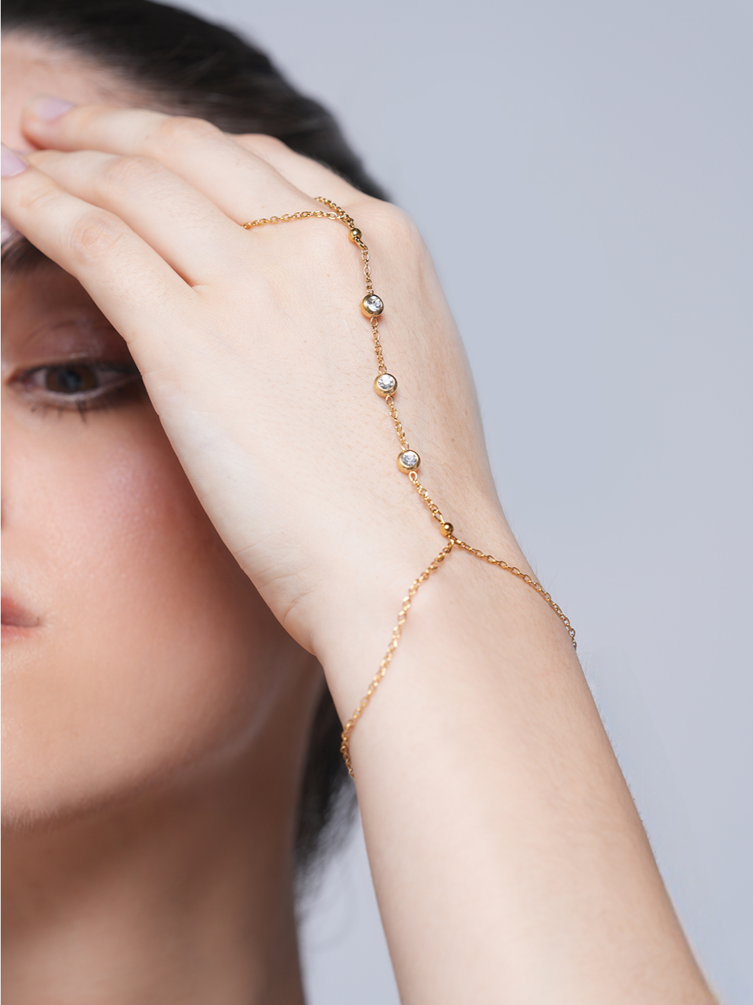 Cubic Zirconia Finger Bracelet