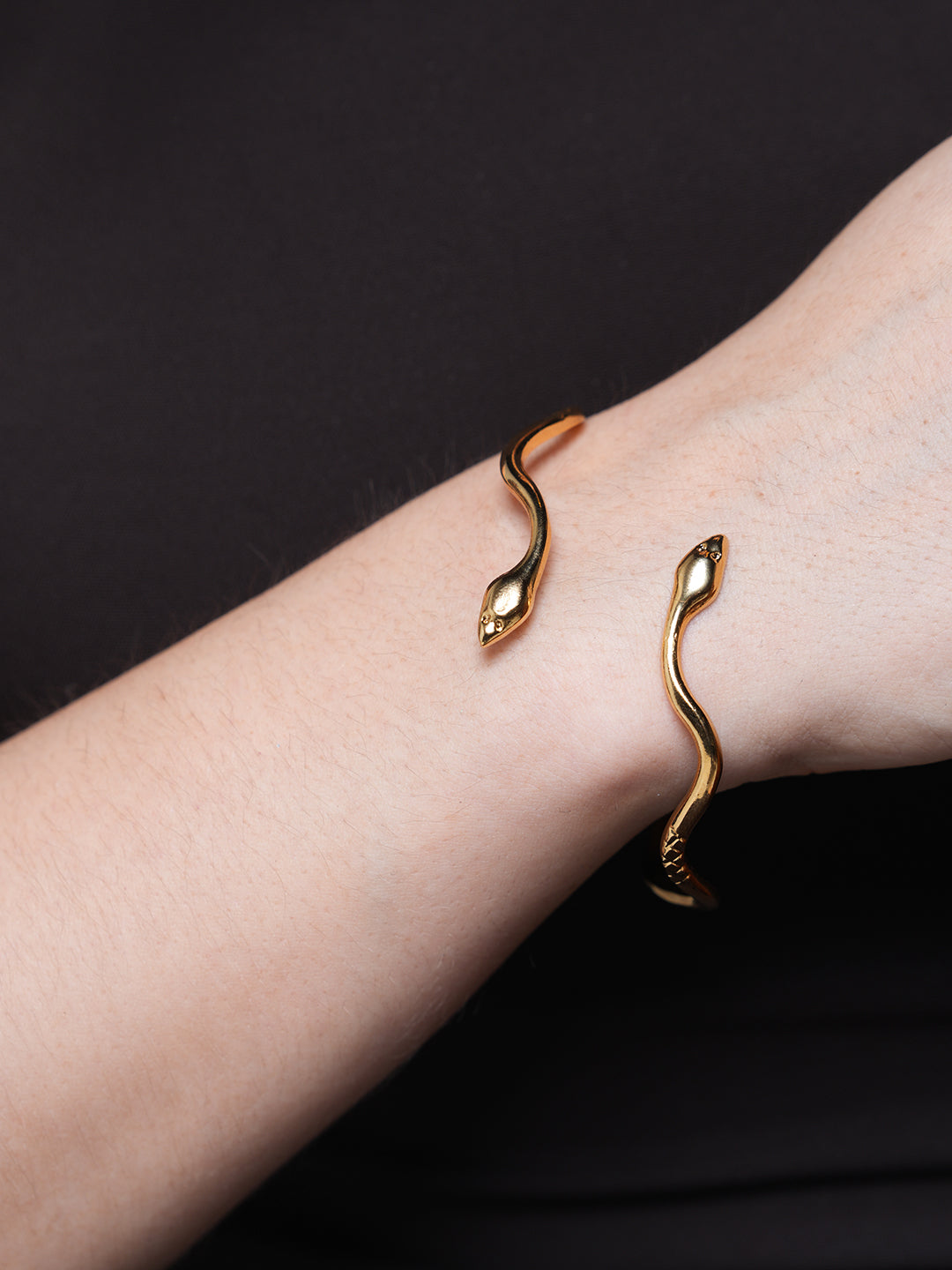 Wavy Double-Headed Snake Open Bracelet