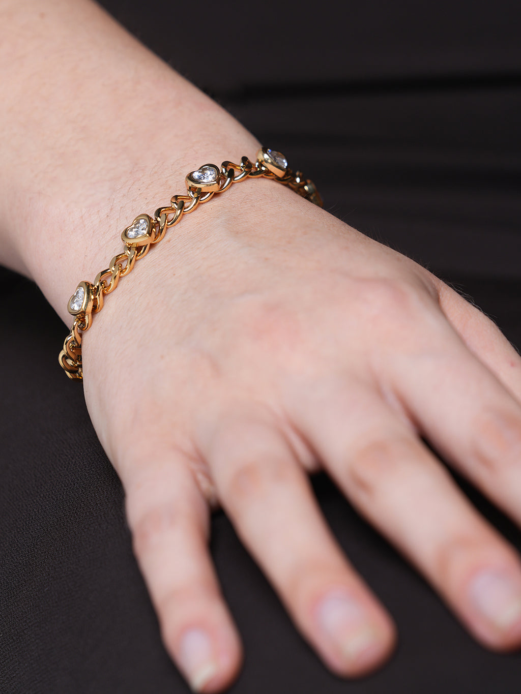 Heart Shape Zircon Chain Link Bracelet
