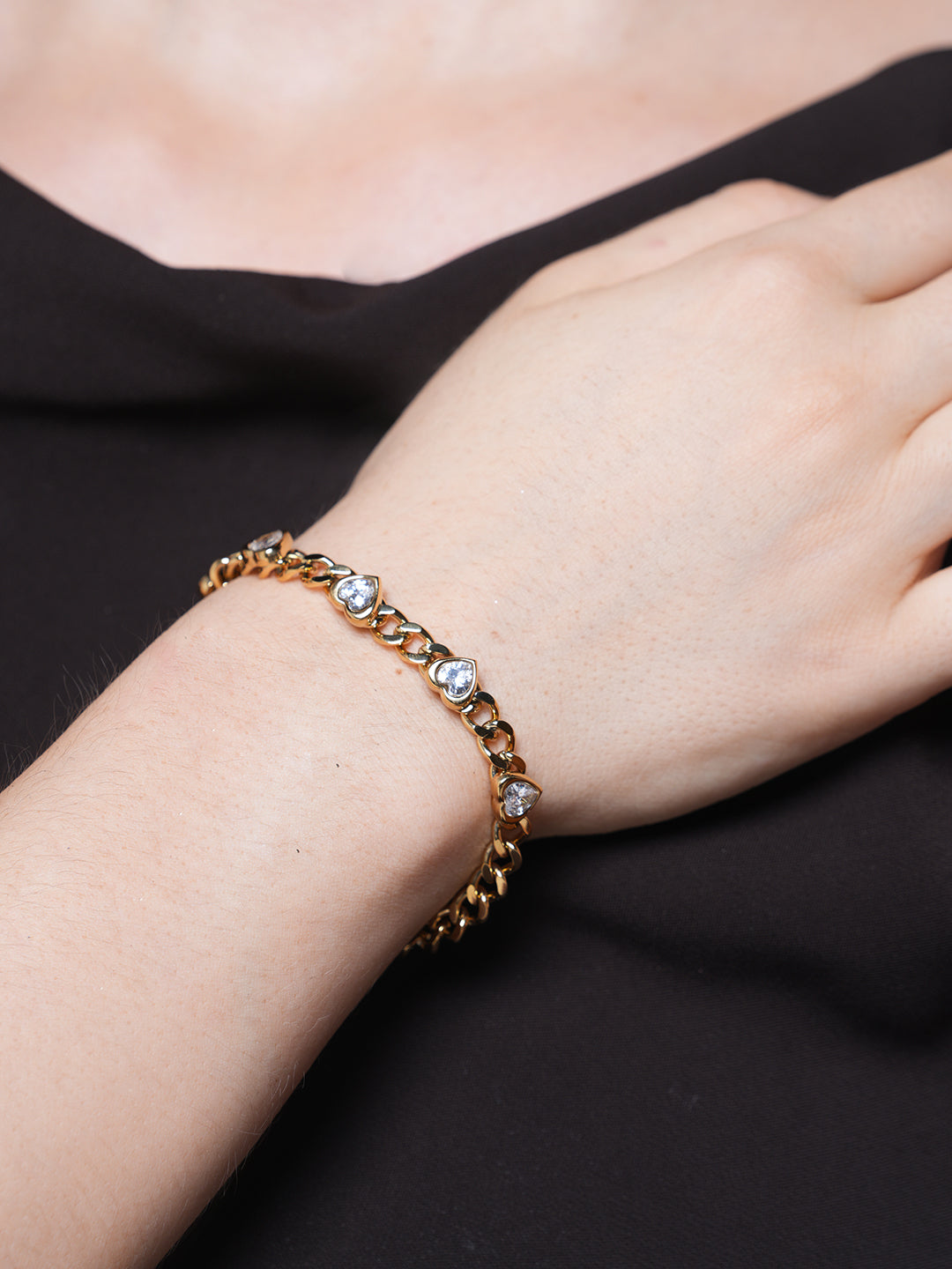 Heart Shape Zircon Chain Link Bracelet