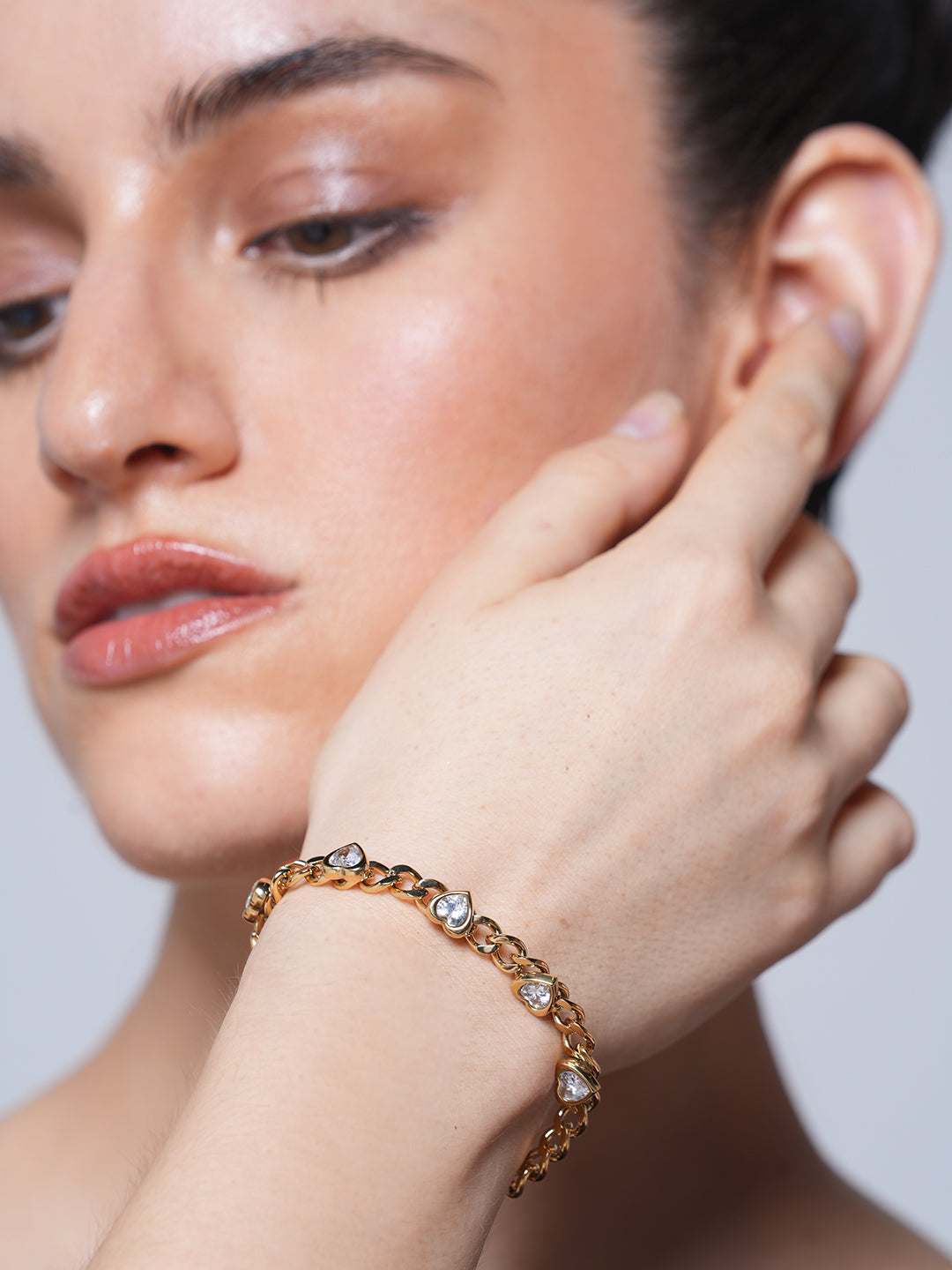 Heart Shape Zircon Chain Link Bracelet
