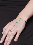 18K Gold Plated Stainless Steel Channel Cubic Zircon Finger Bracelet Hand Chain