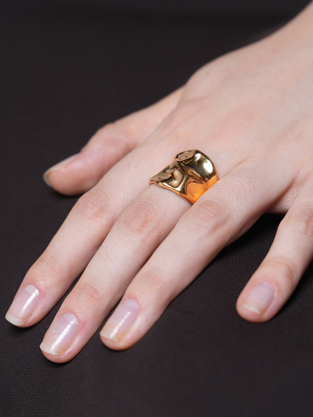Gold Polish Statement Open Ring