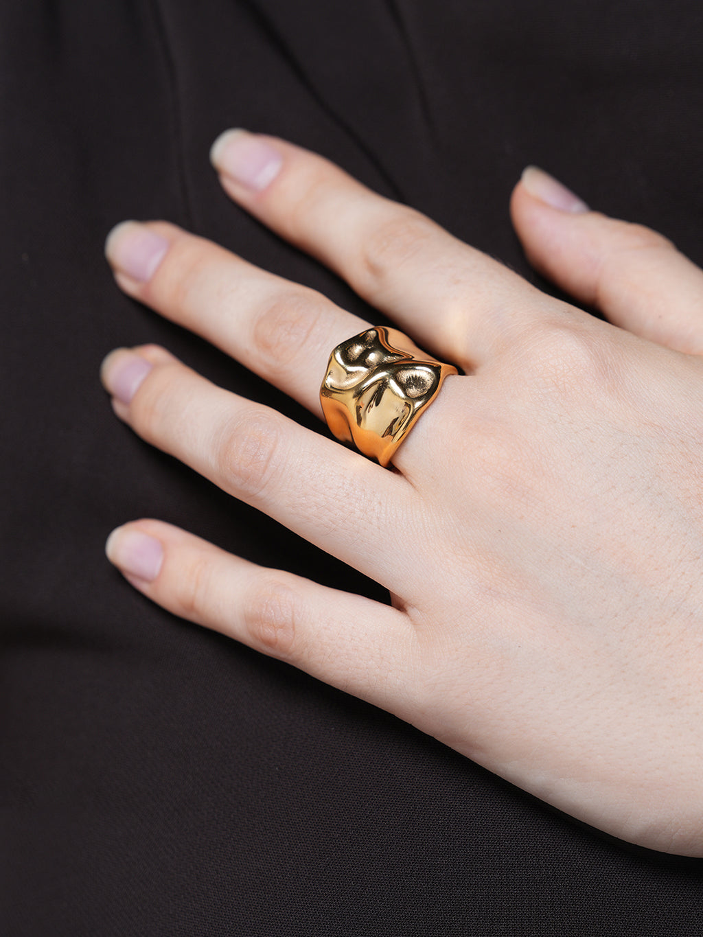 Gold Polish Statement Open Ring