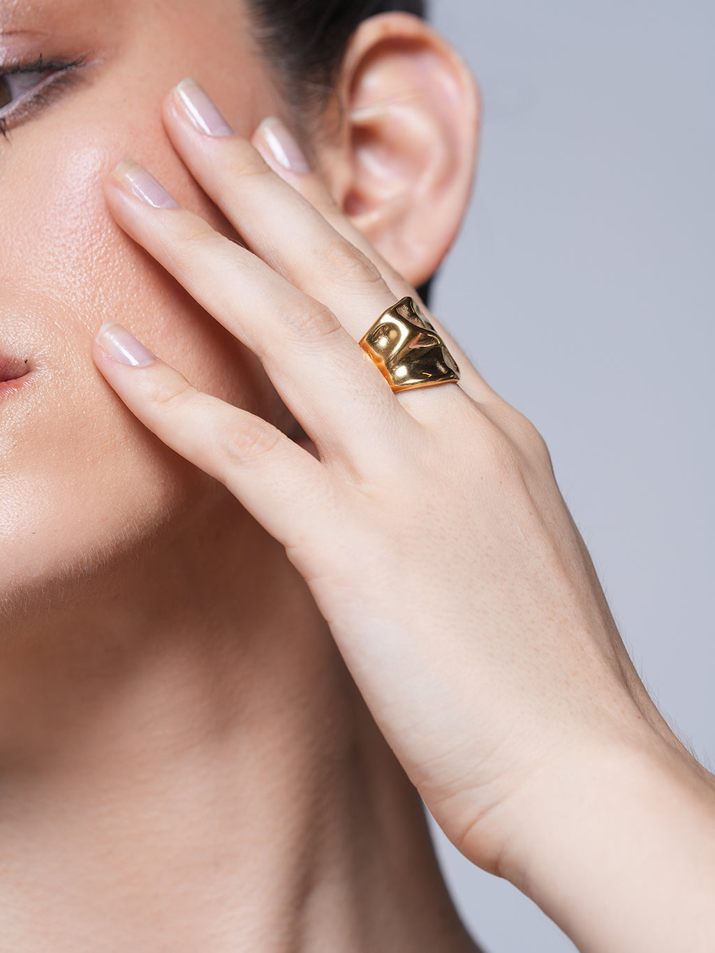 Gold Polish Statement Open Ring