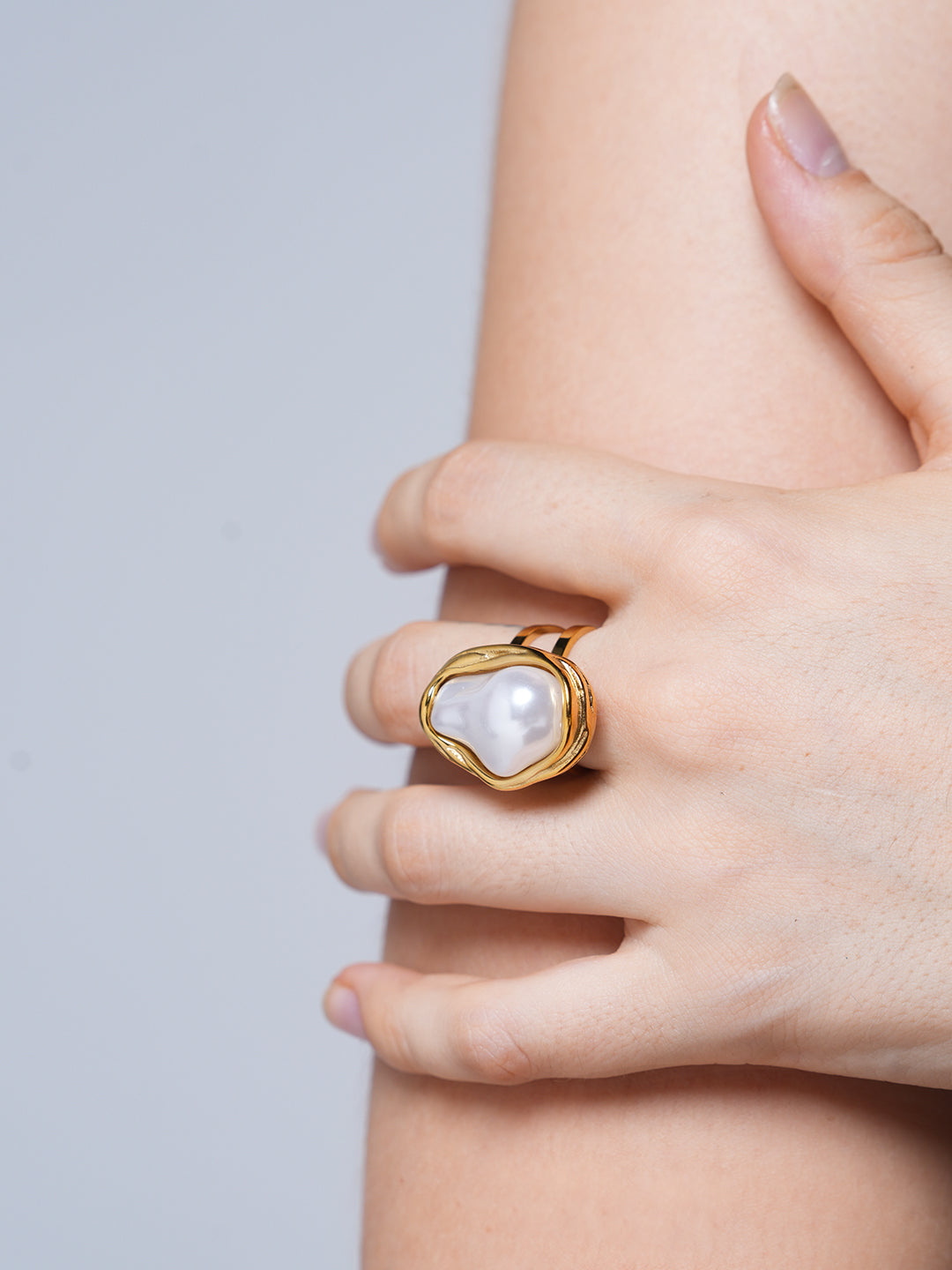 Big Baroque Pearl Open Ring