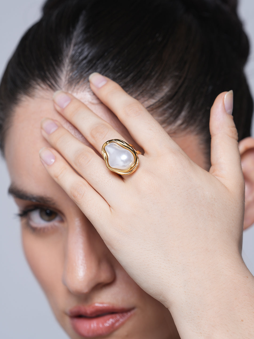 Big Baroque Pearl Open Ring