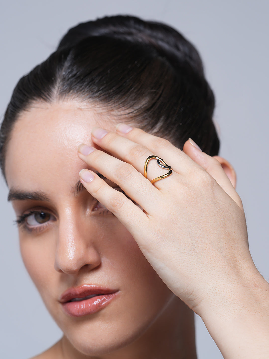 Two Tone Color Matching Irregular Winding Ring