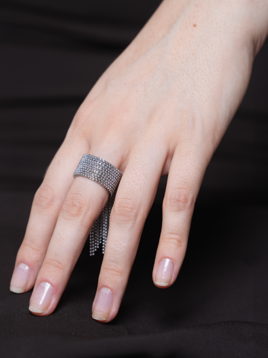 Stainless Steel Chain Tassel Finger Ring