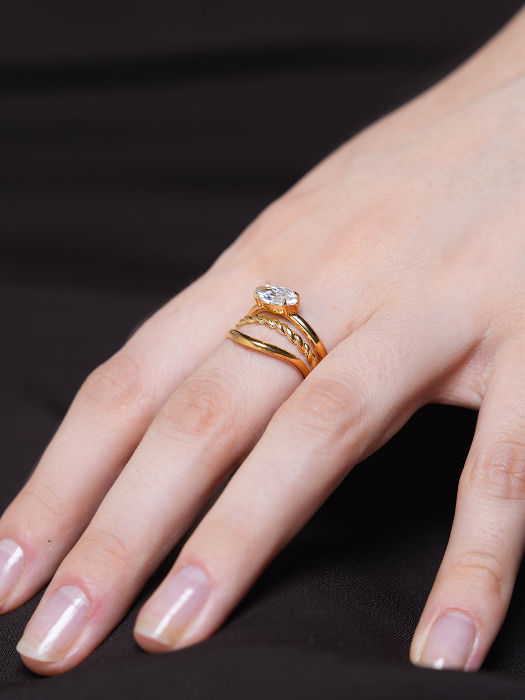 White Diamond Marquise Shaped Diamond Ring