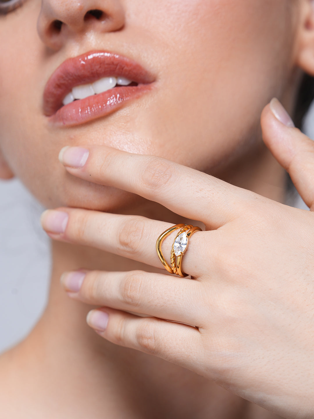 White Diamond Marquise Shaped Diamond Ring