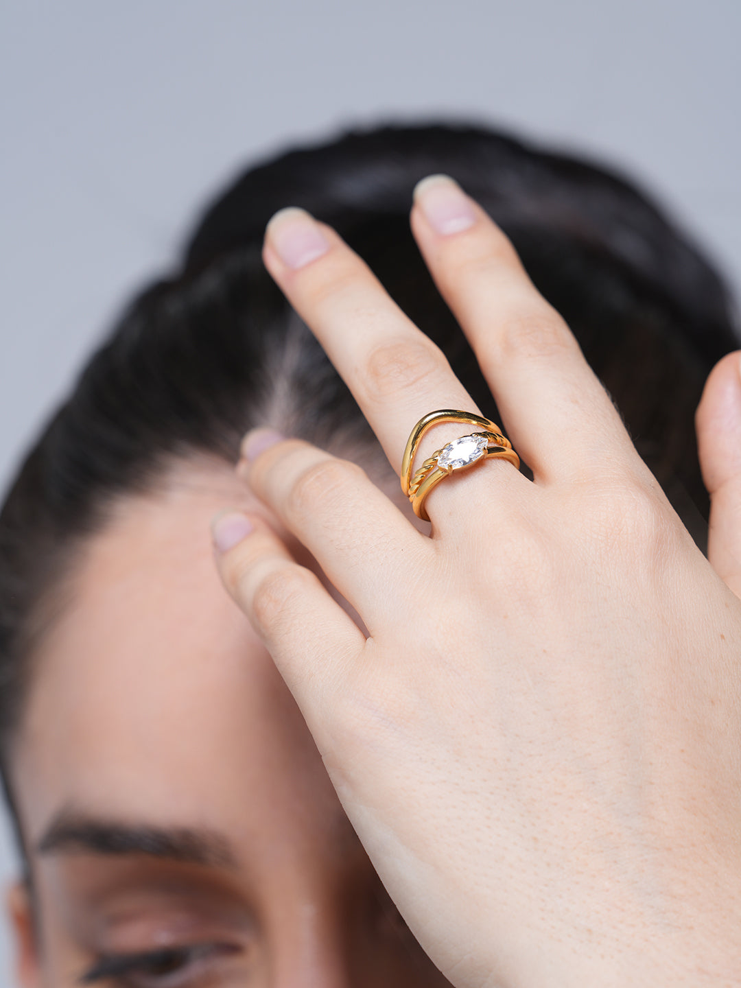 White Diamond Marquise Shaped Diamond Ring