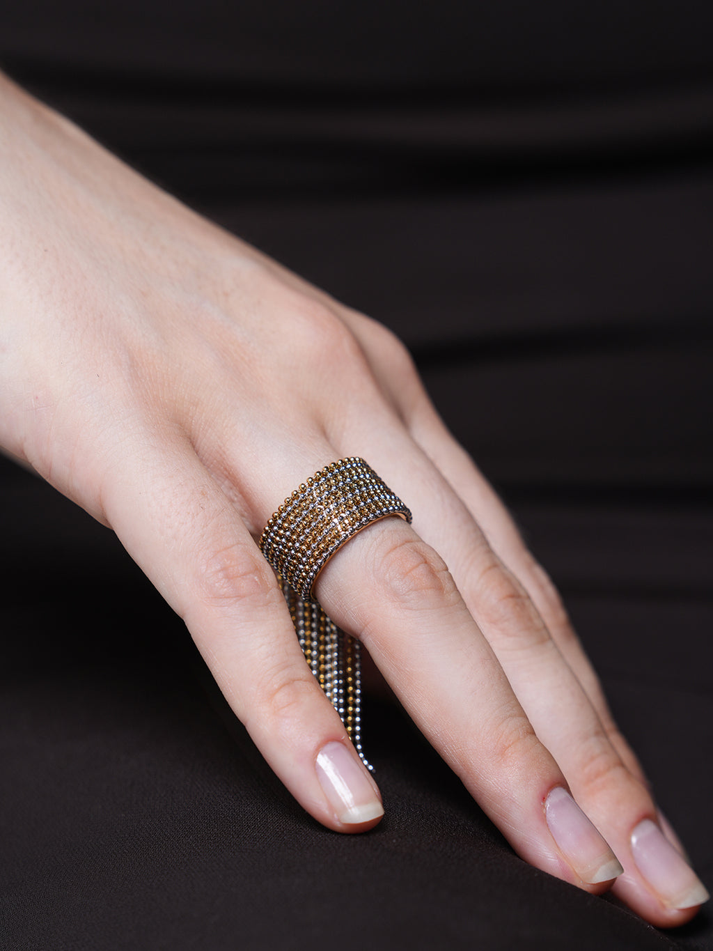 Stainless Steel Chain Tassel Finger Ring