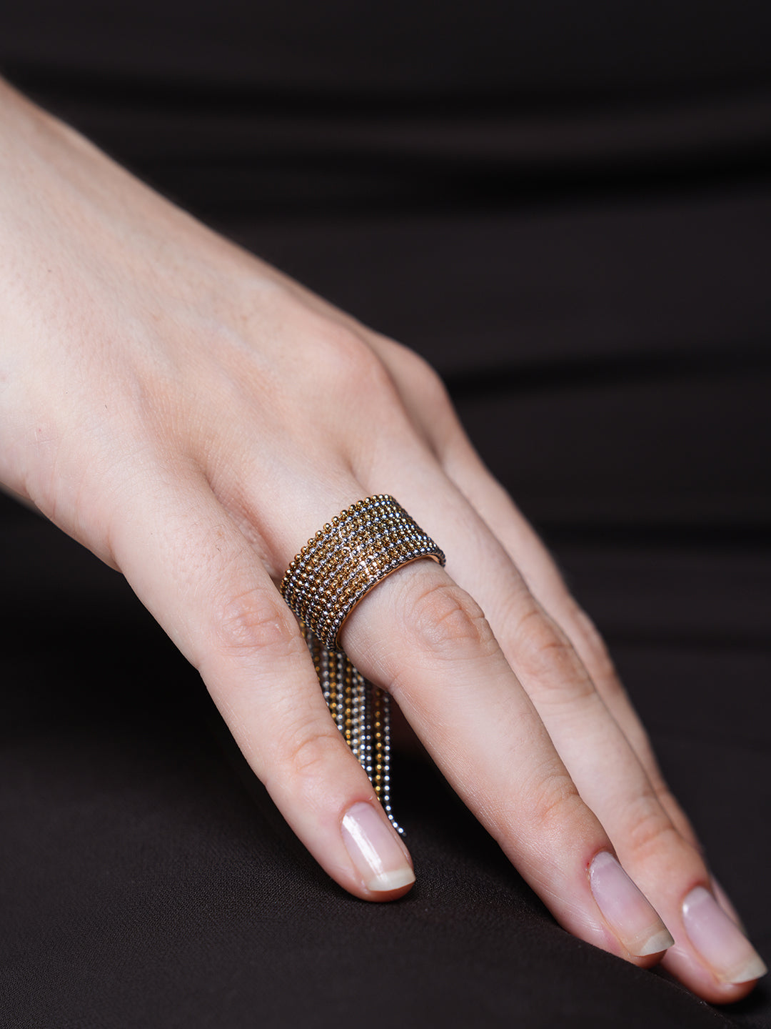 Stainless Steel Chain Tassel Finger Ring