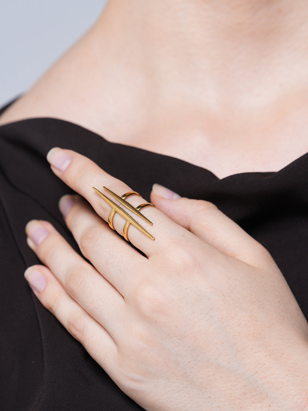 Parallel Double-layer Line Hollow Vintage Open Ring