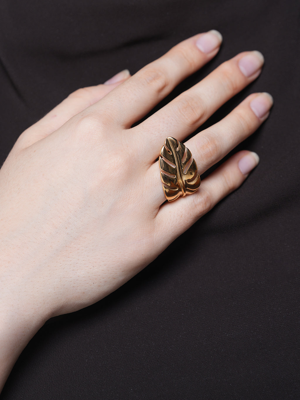 Leaf Feather Smooth Surface Ring