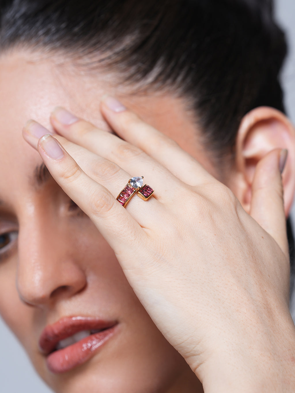 High-Grade Colorful Cubic Zirconia Ring