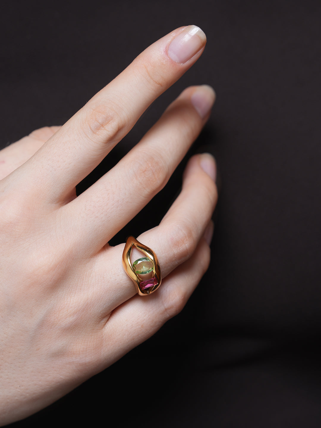 Geometric Stone Ring Size 7