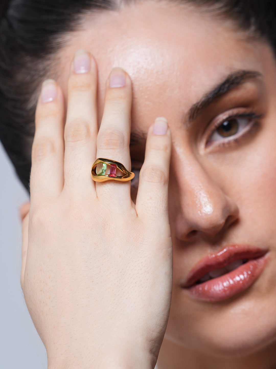 Geometric Stone Ring Size 7