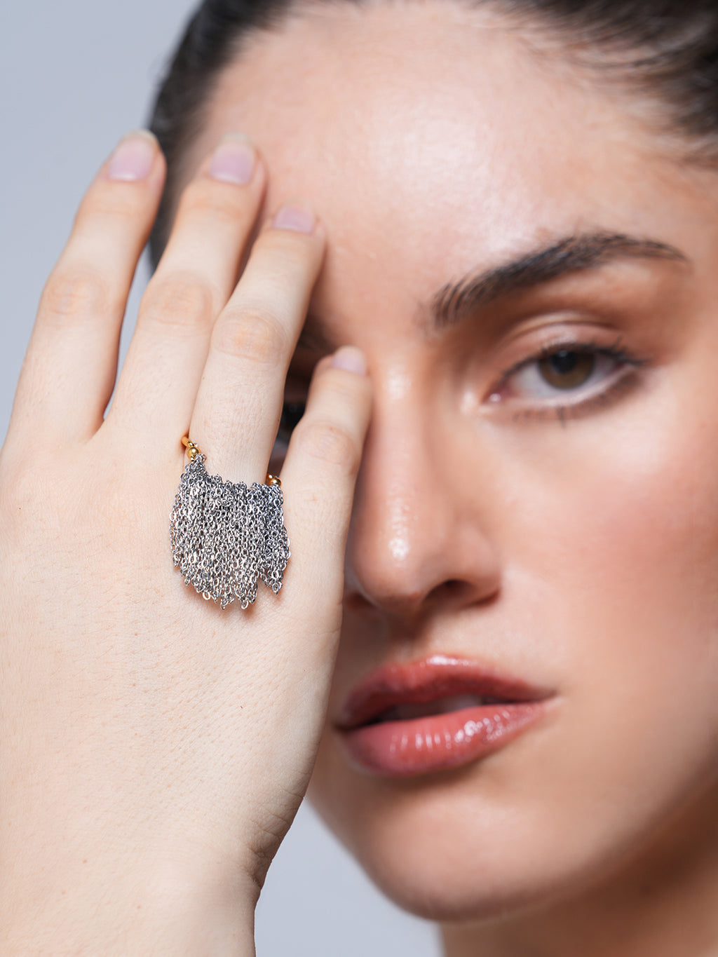 Gold and Silver Color Block Fringe Ring