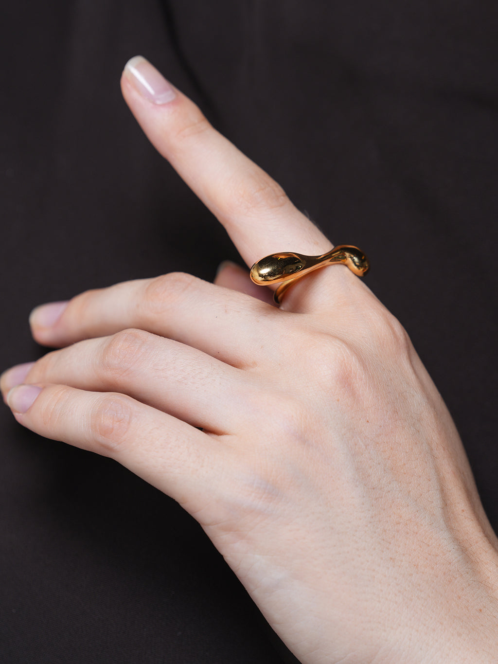 Water Drop Irregular Curve Open Ring