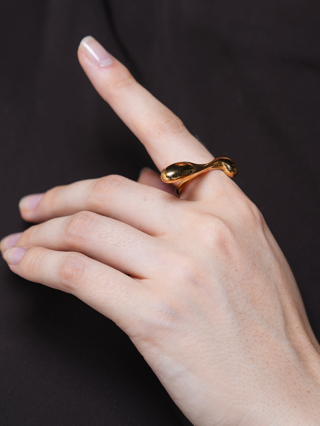 Water Drop Irregular Curve Open Ring