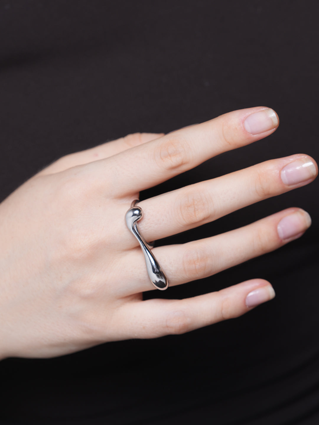 Water Drop Irregular Curve Open Ring