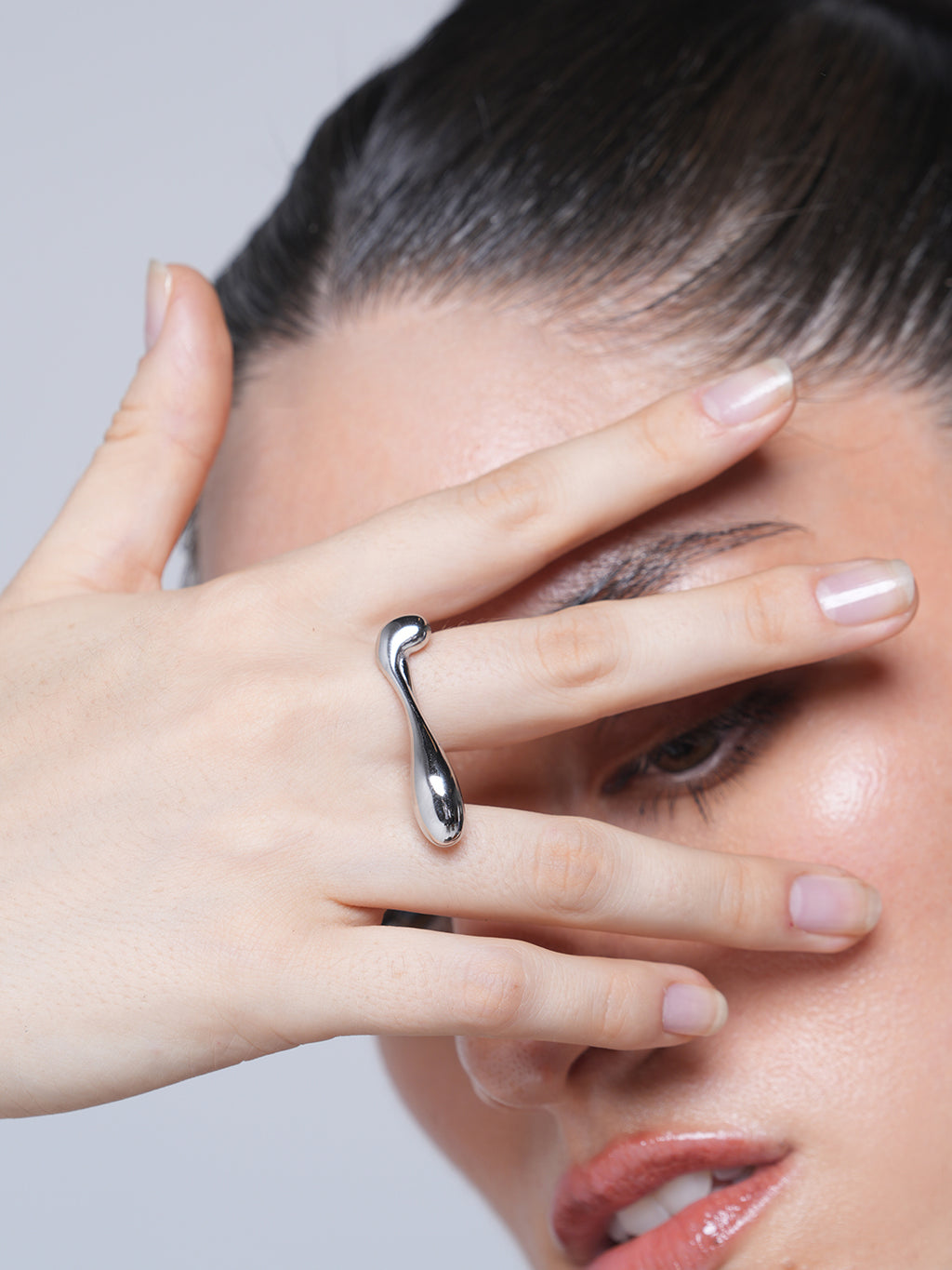 Water Drop Irregular Curve Open Ring
