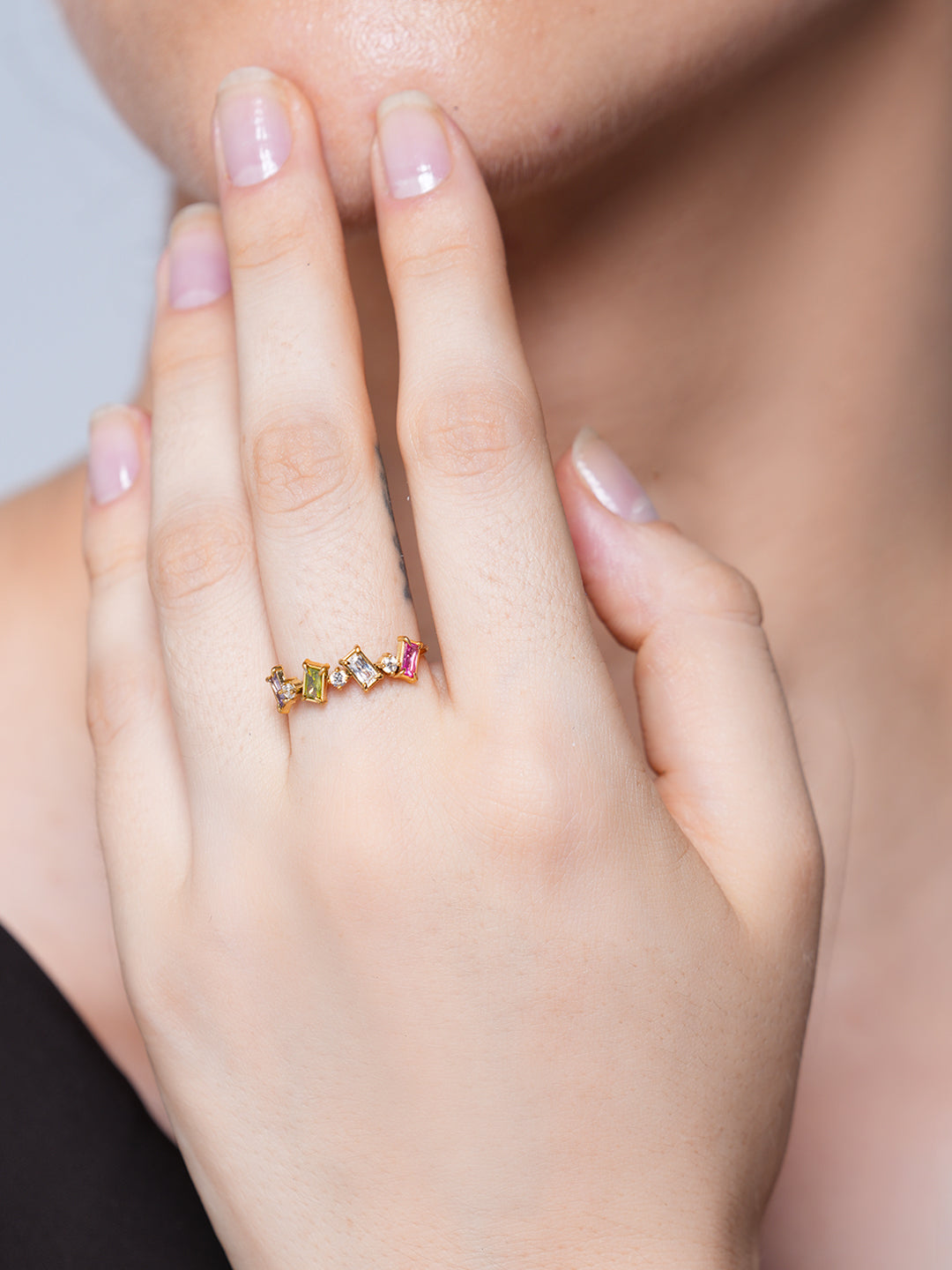 Shiny Cubic Zirconia Stainless Steel Ring Size 7