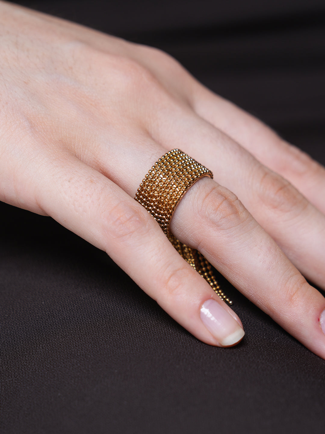 Stainless Steel Chain Tassel Finger Ring