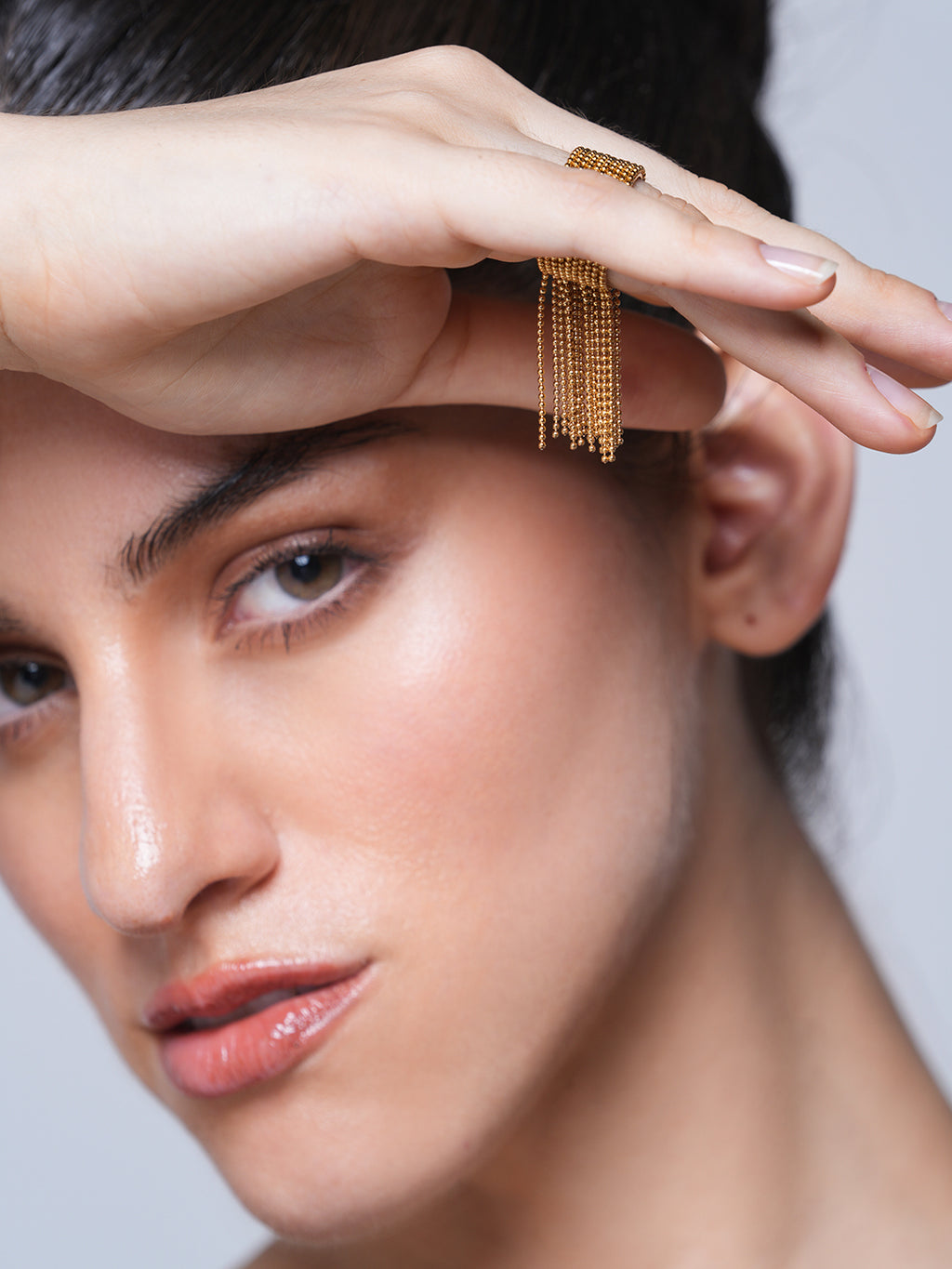 Stainless Steel Chain Tassel Finger Ring