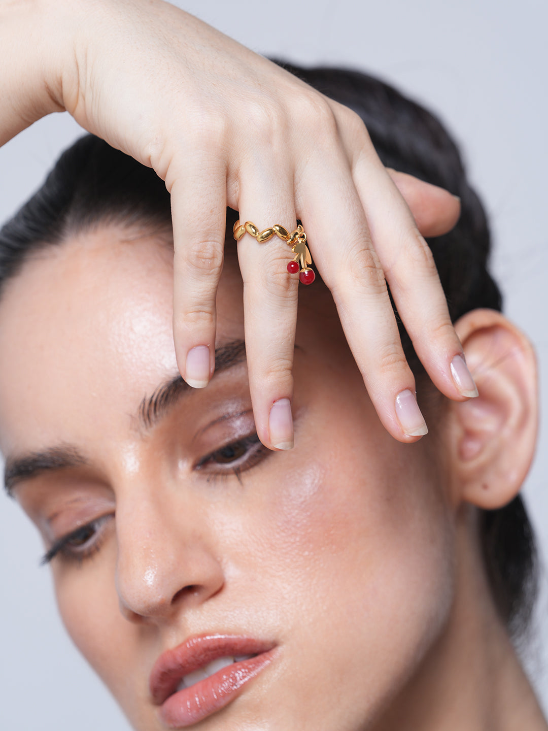 Cherry Drop Open Ring